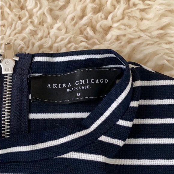 Akira Chicago Black Label Navy White Striped Dress - Picture 4 of 4
